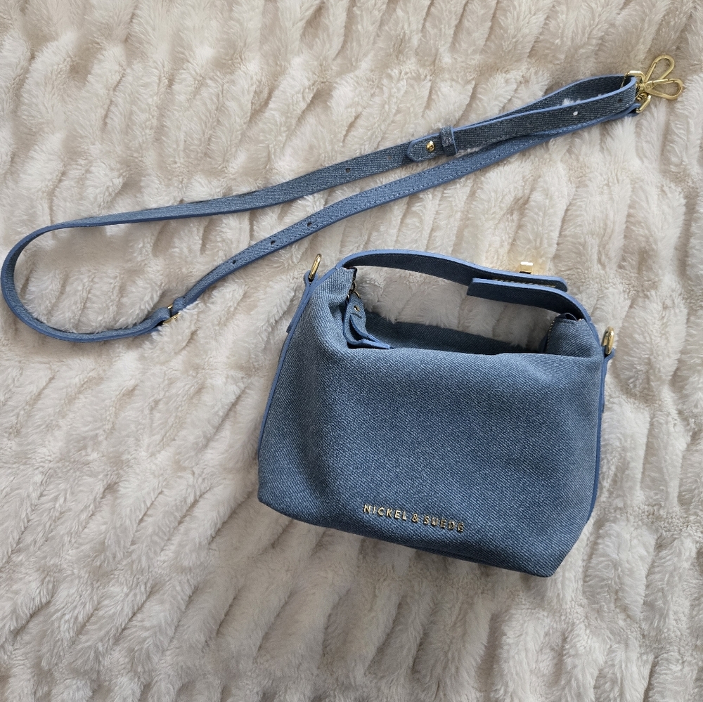 Denim Suede Crossbody Bag